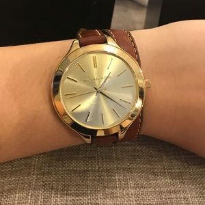 Brown leather wrap watch!
